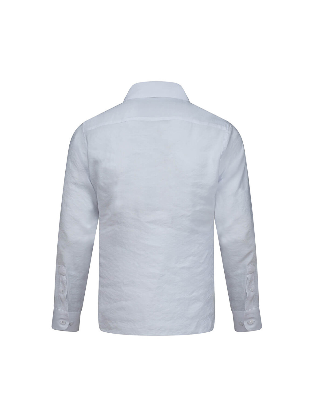 Beyaz Comfort Fit Düğmeli Yaka Uzun Kollu Gömlek-1