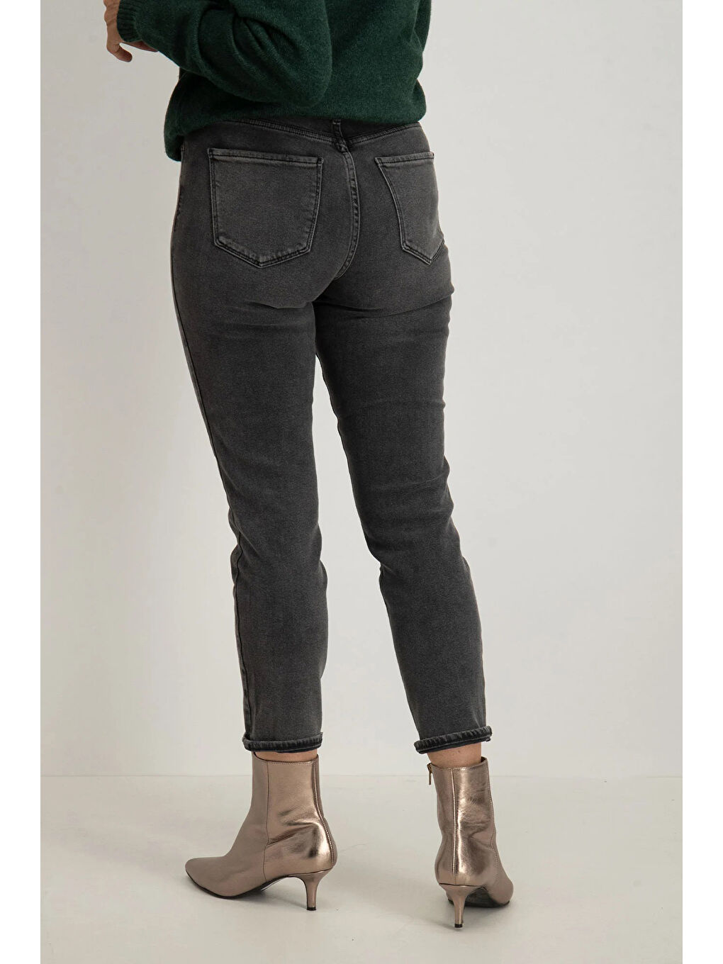 Only Gri Onlemily Streç Pamuklu Regular Fit Yüksek Bel Jeans 15259634 - 2