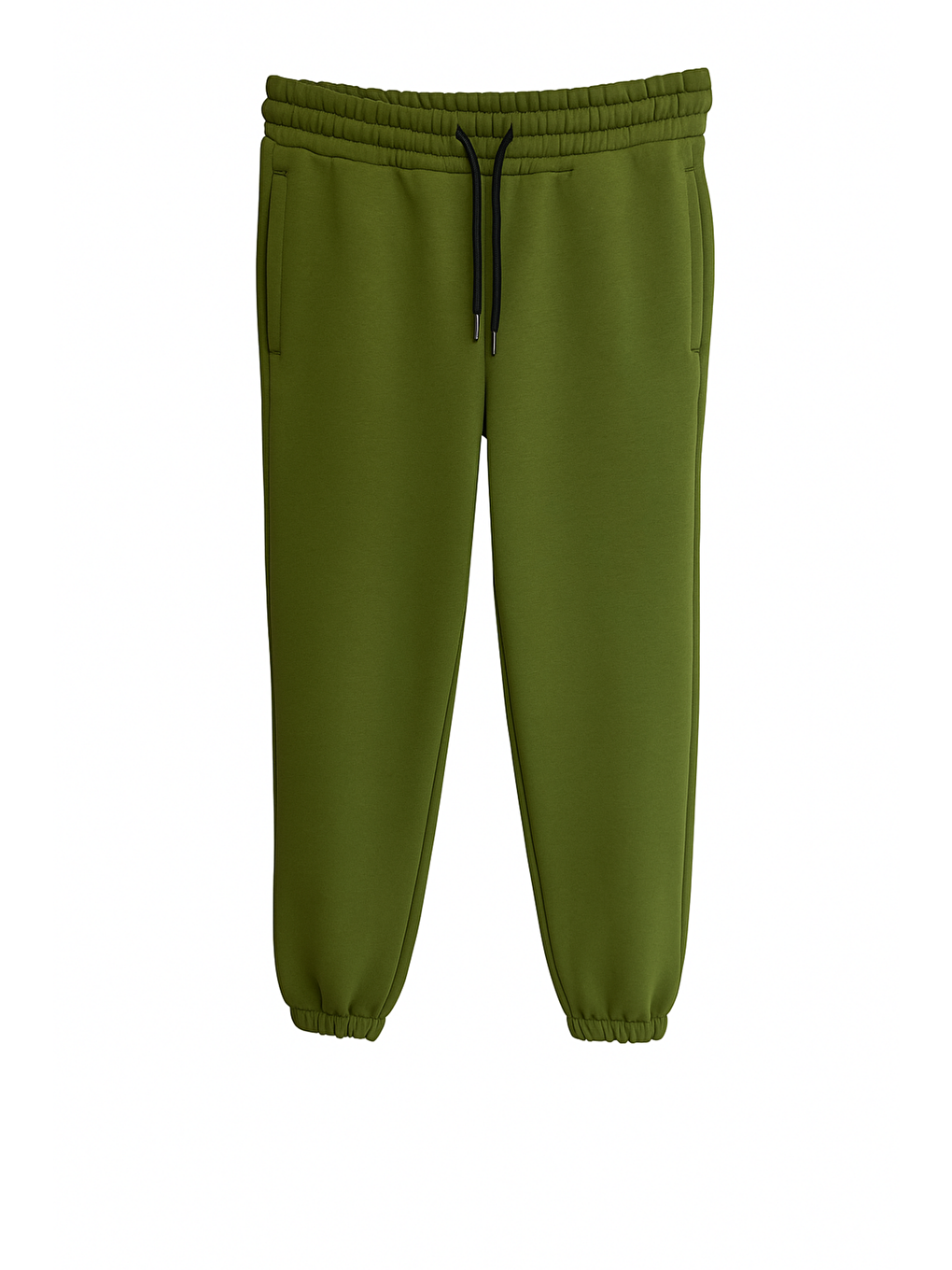 Yeşil Kadın Pamuklu 3 İplik Lastik Paça Cepli Yüksek Kalite Şardonlu Kalın Eşofman Altı