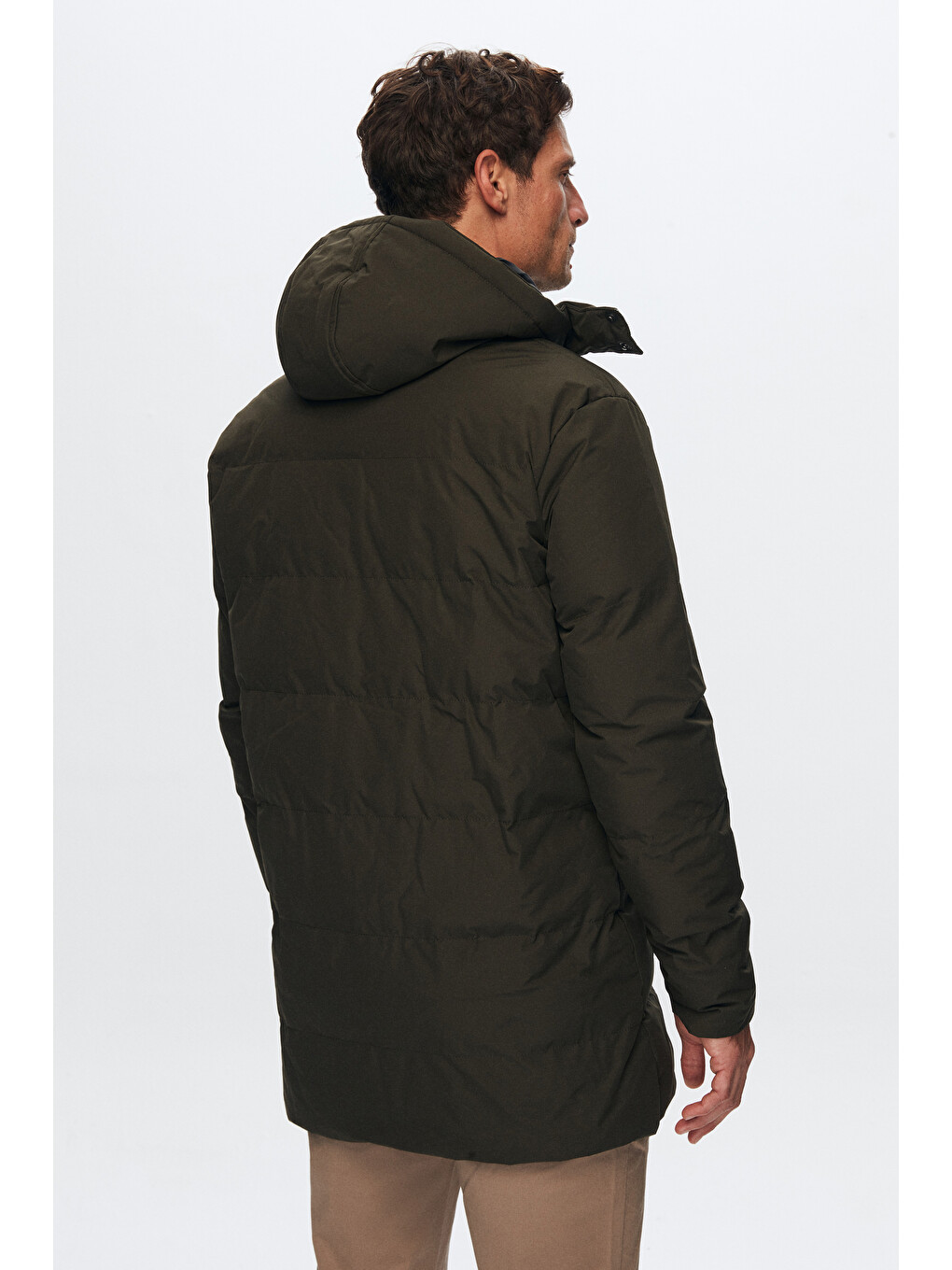 Regular Fit Haki Rüzgar Geçirmez Su İtici Kışlık Mont-3