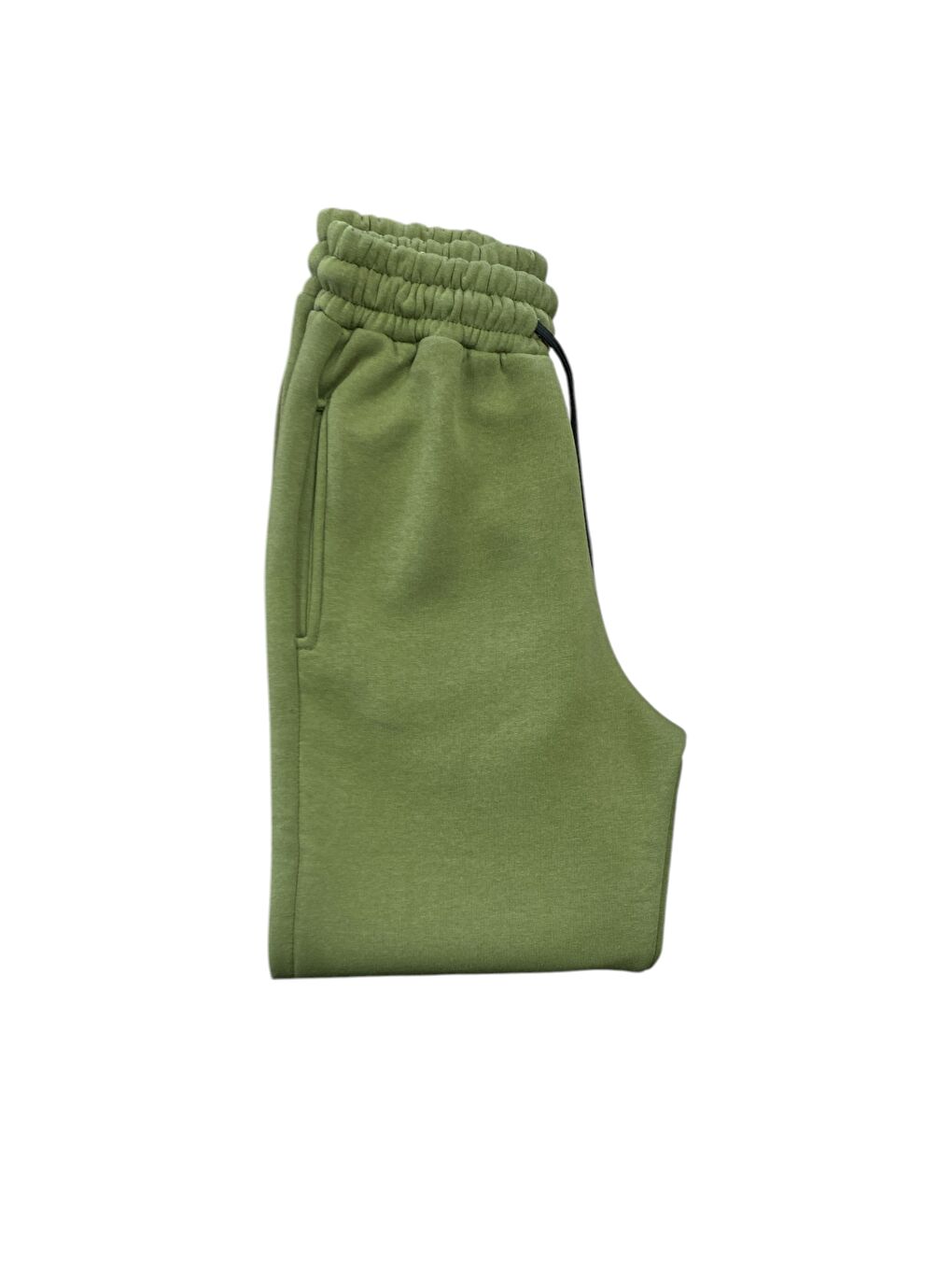 Yeşil Kadın Pamuklu 3 İplik Lastik Paça Cepli Yüksek Kalite Şardonlu Kalın Eşofman Altı-1