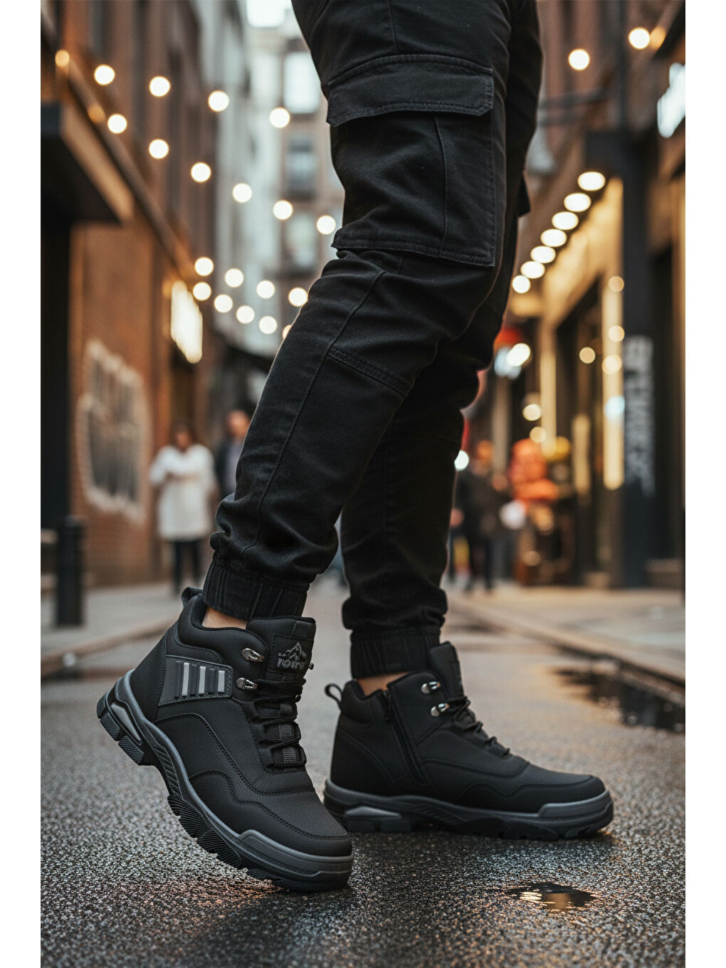 Siyah Gri Kaymaz Taban Fermuarlı Unisex Outdoor Bot 444 G-2