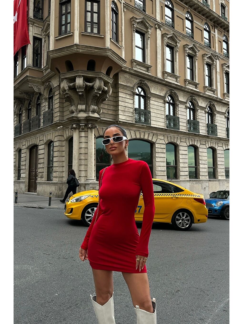 Kadın Kırmızı Sırt Dekolte Elbise 1026-0032-5