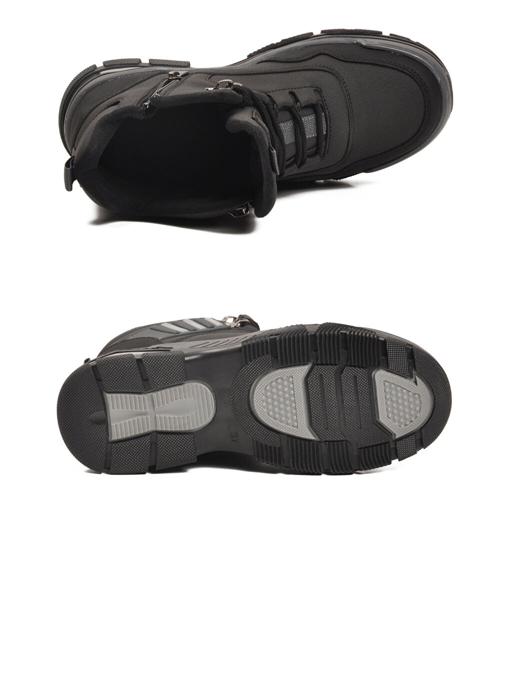 Siyah Gri Kaymaz Taban Fermuarlı Unisex Outdoor Bot 444 G-4