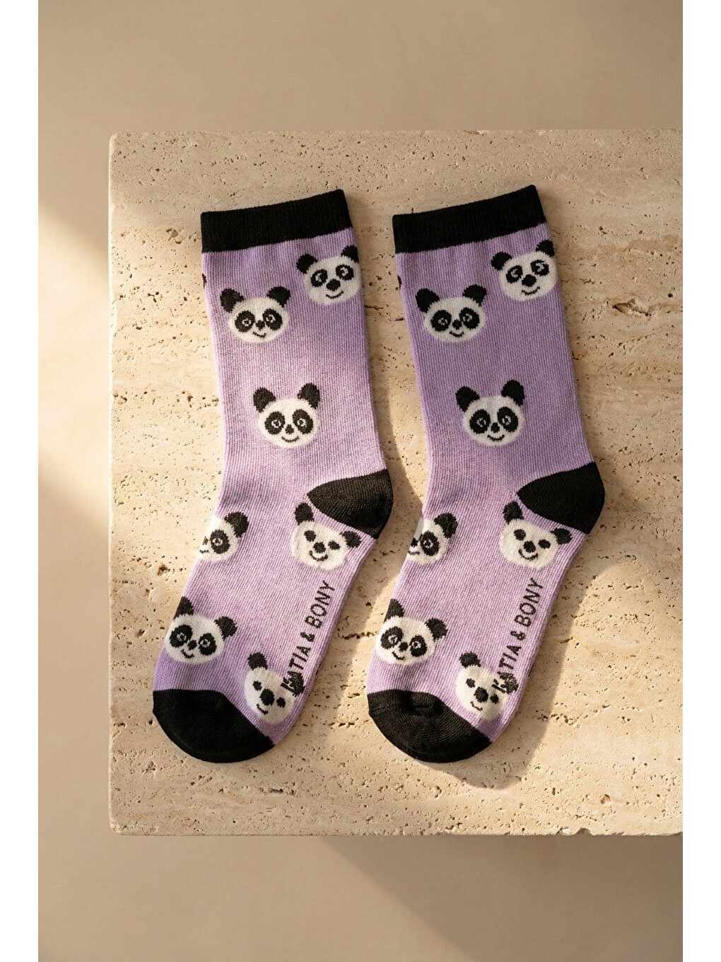 Karışık Çocuk 4'l Panda Desenli Pamuklu Soket Çorap-3
