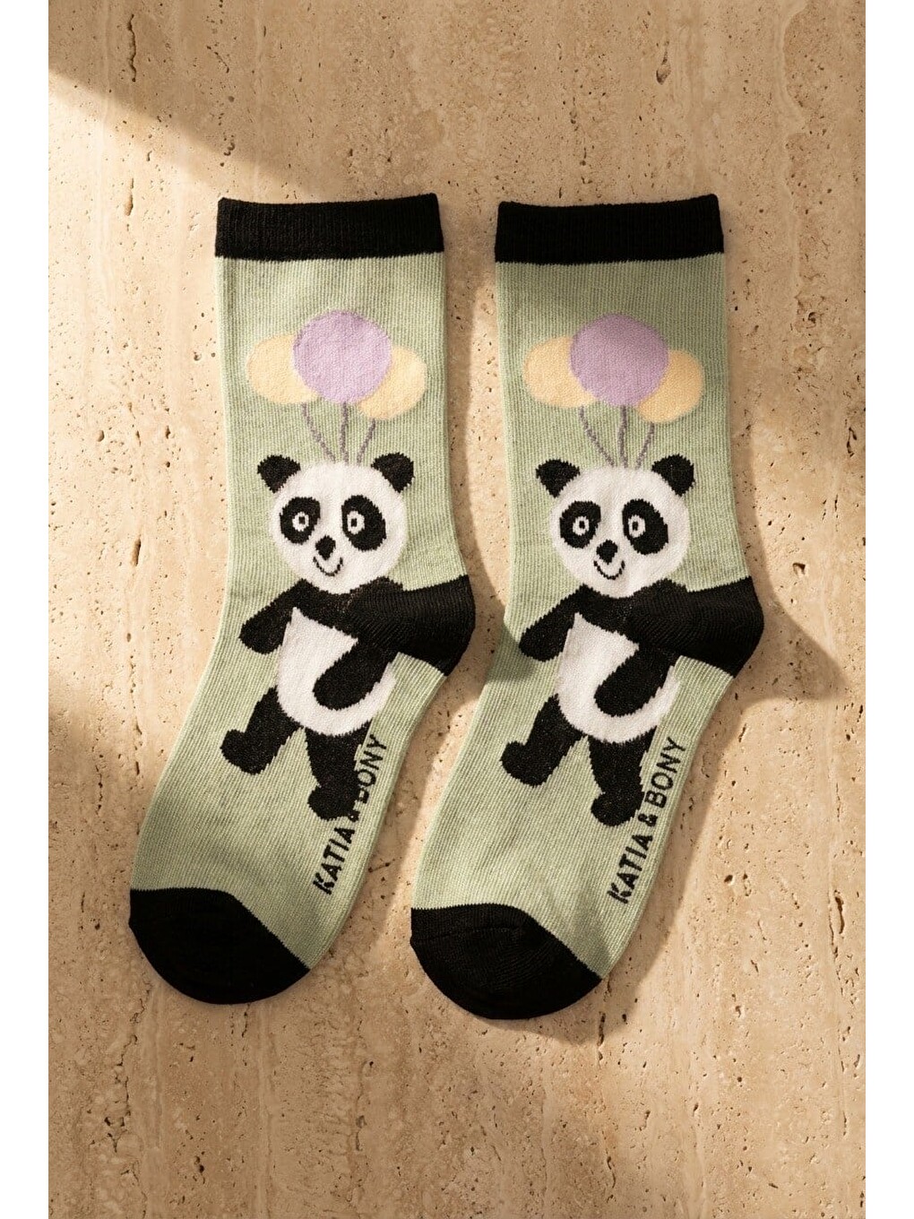 Karışık Çocuk 4'l Panda Desenli Pamuklu Soket Çorap-4