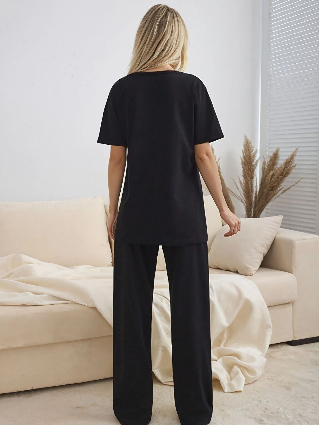 Nope Not Today Baskılı Siyah Pijama Takımı-2