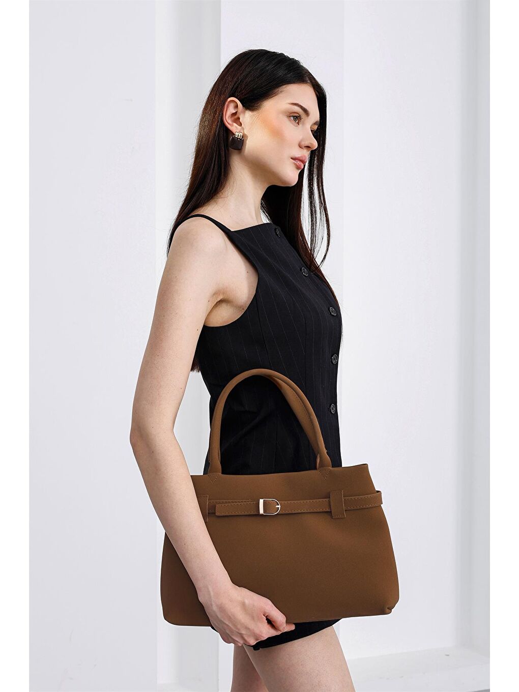 Kahverengi Mussel Süet Omuz Çantası Taba-2