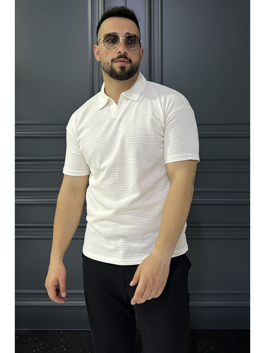 Ekru Erkek Polo Yaka Tişört