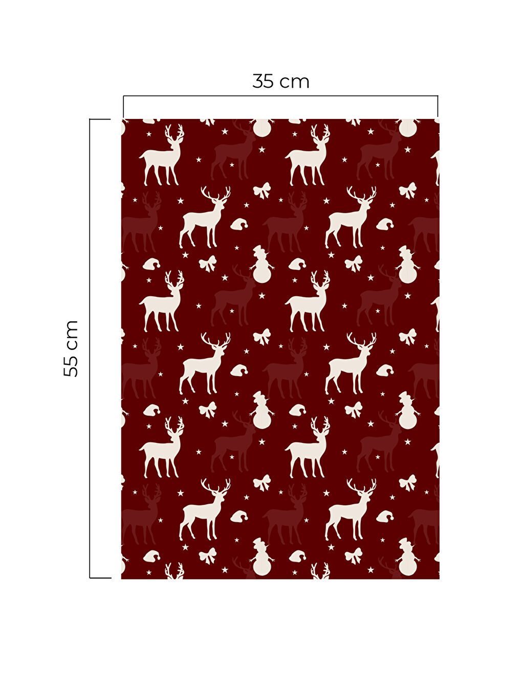 Yılbaşı Temalı Ren Geyiği Kardan Adam Detaylı Dekoratif Mutfak Fırın Kurulama Bezi Bordo - 35x55cm-1