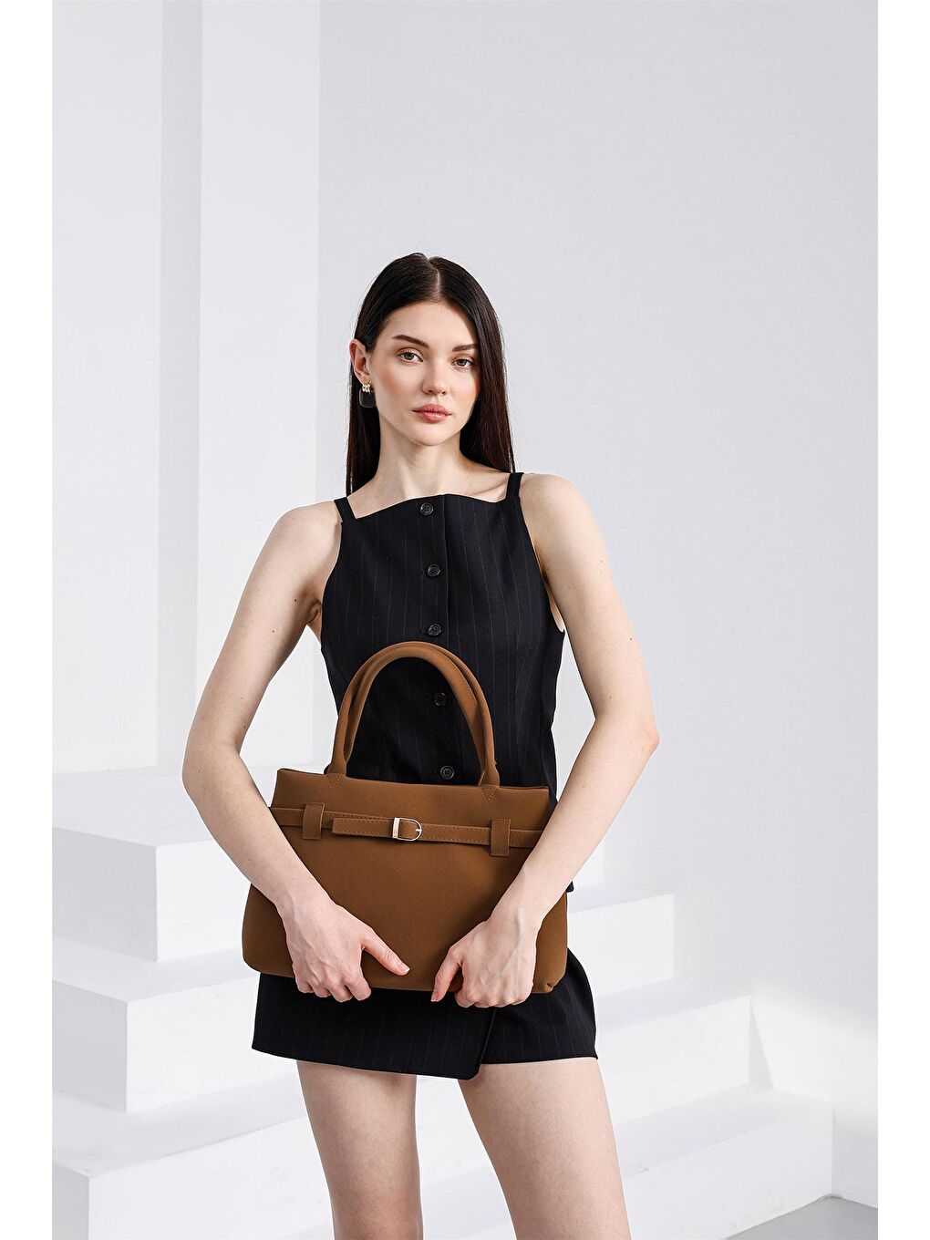 Kahverengi Mussel Süet Omuz Çantası Taba-4