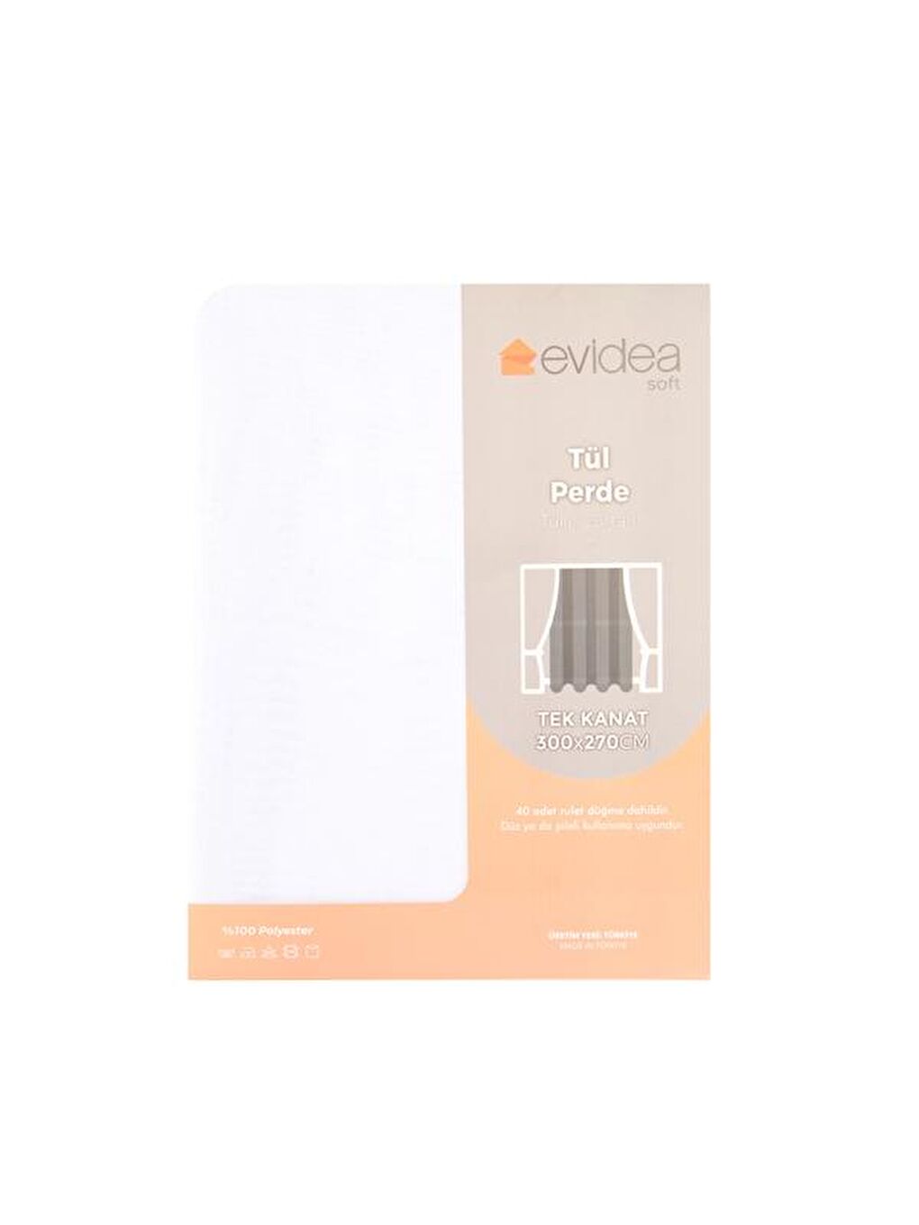 Evidea Soft Calba Tül Perde - Beyaz - 300x270 cm - 1