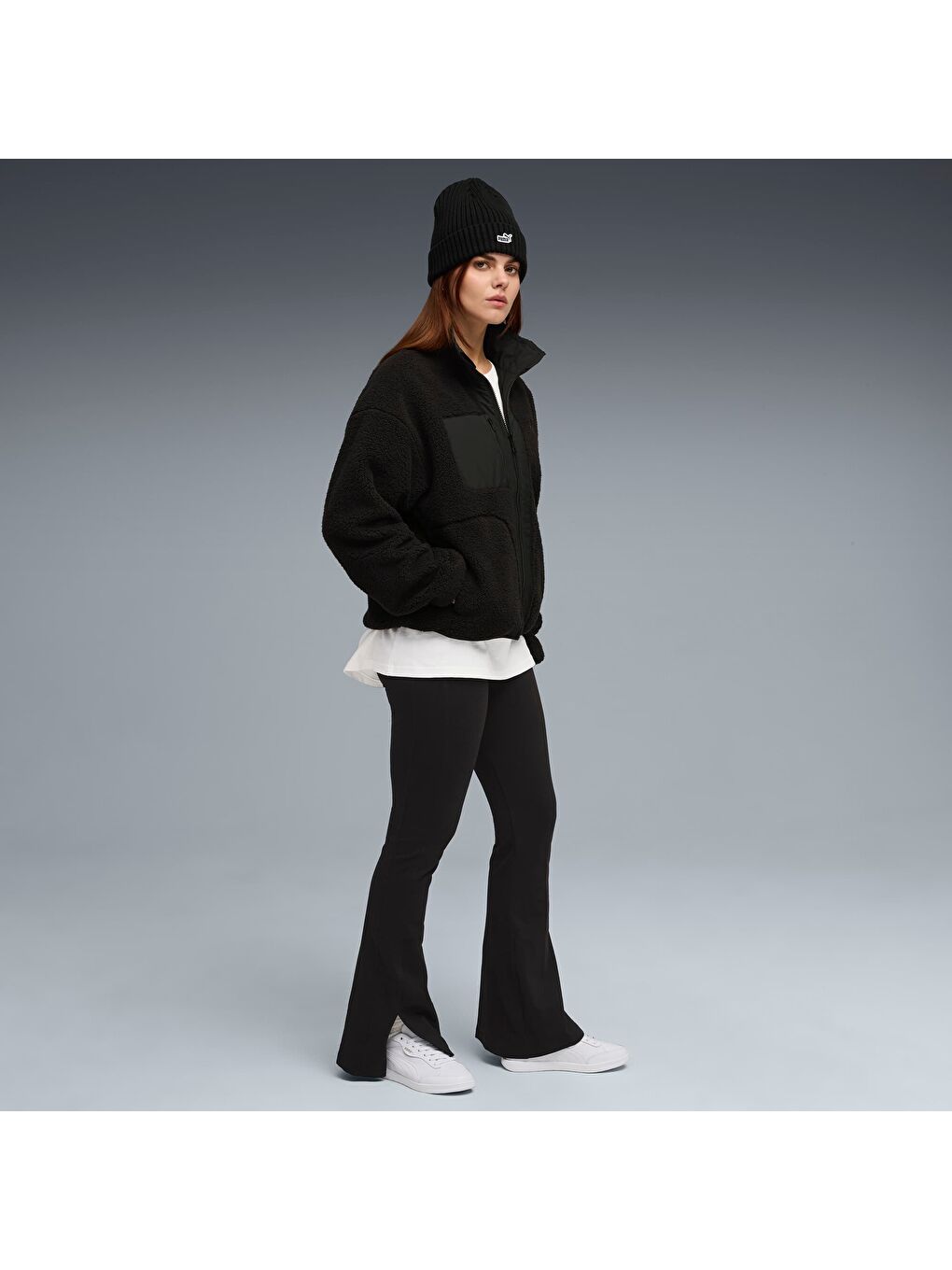 Siyah Kadın Çift Taraflı Sherpa Ceket-1