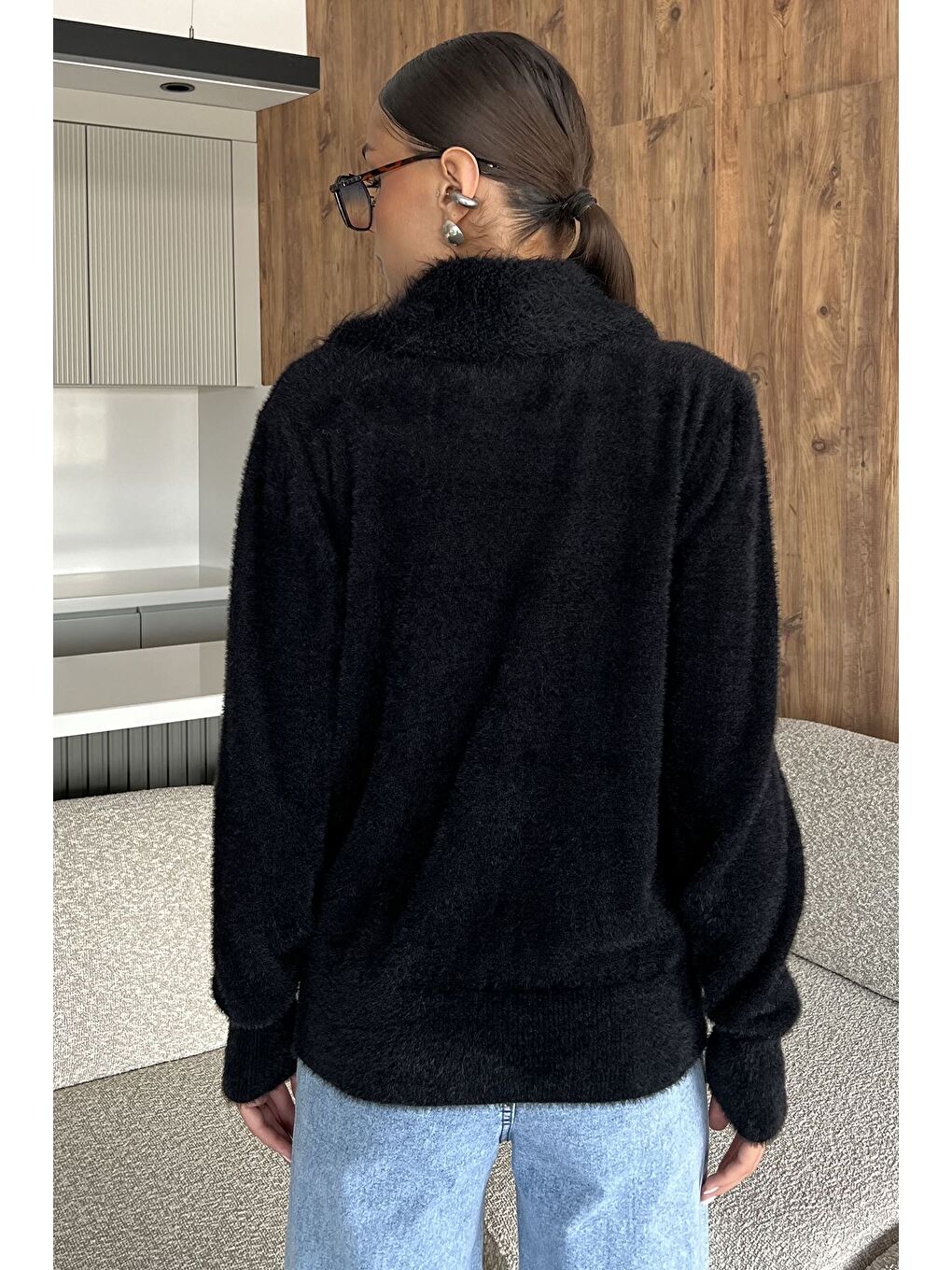 Siyah Cep Boncuklu Şardonlu Triko Ceket (s,m,l,xl Uyumludur)-3