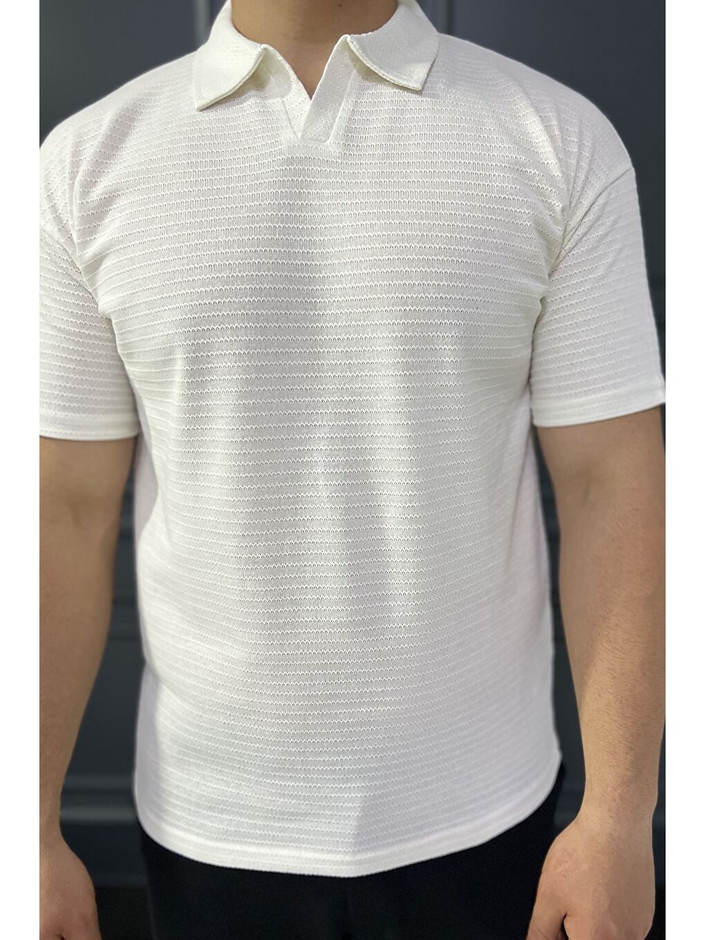 Ekru Erkek Polo Yaka Tişört-3