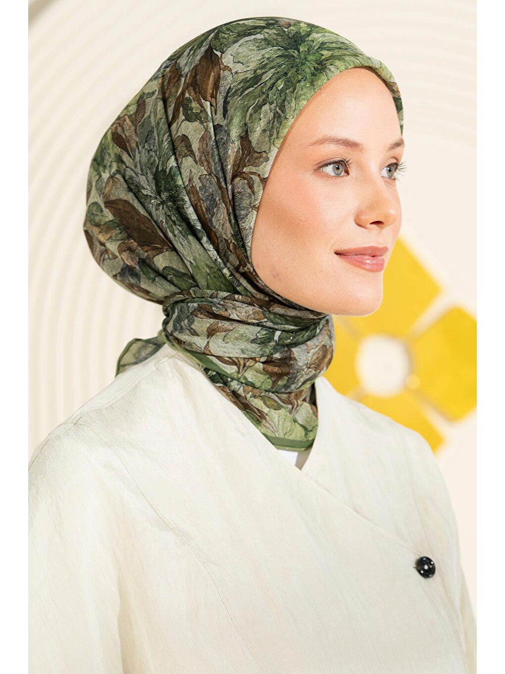 Yeşil Fransız İpeği Eşarp Mirsala-3