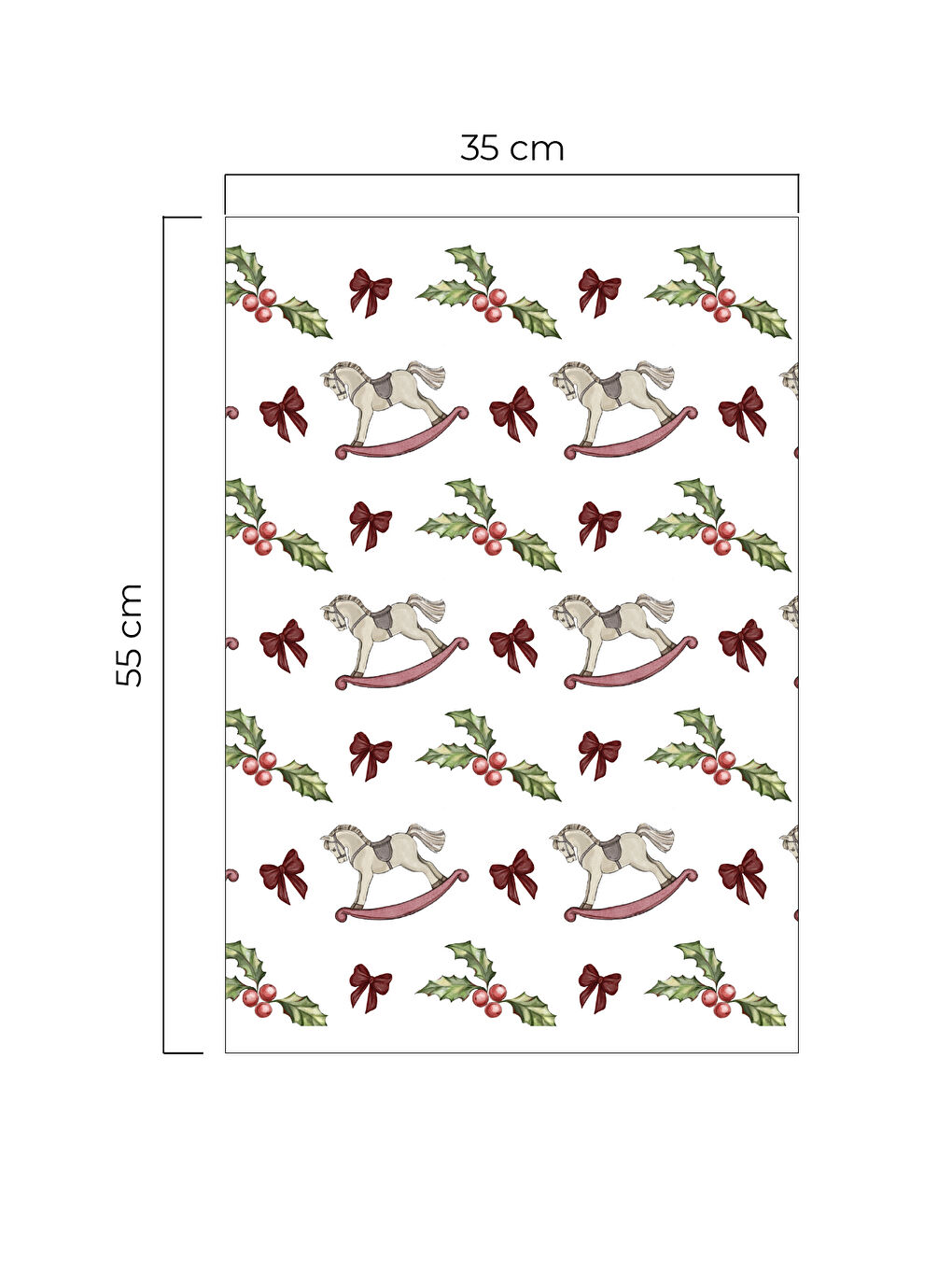 Yeşil Yılbaşı Temalı Atlı Karınca Fiyonk Detaylı Dekoratif Mutfak Fırın Kurulama Bezi Bordo - 35x55cm-1