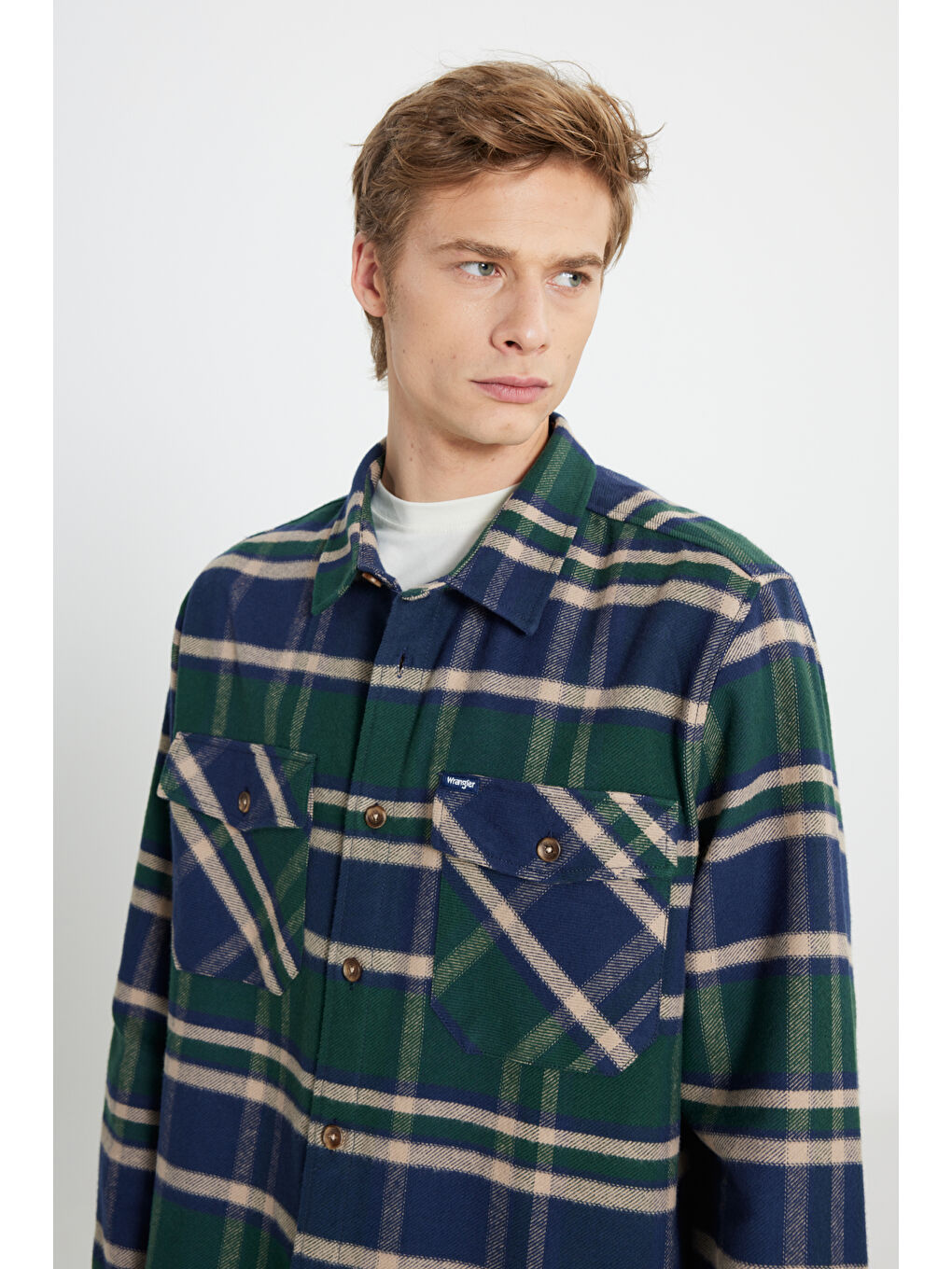 Karışık Relaxed Fit %100 Pamuk Yeşil Ekoseli Gömlek-4