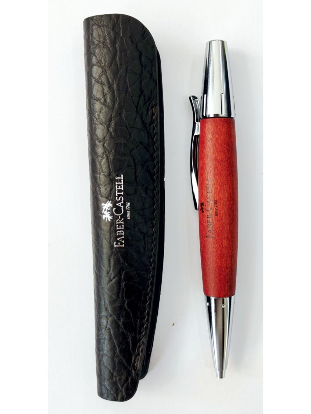 E-Motion Tükenmez Kalem, Krom/Ahşap Gövde, Mekanizmalı, Kahverengi, B Uç-1