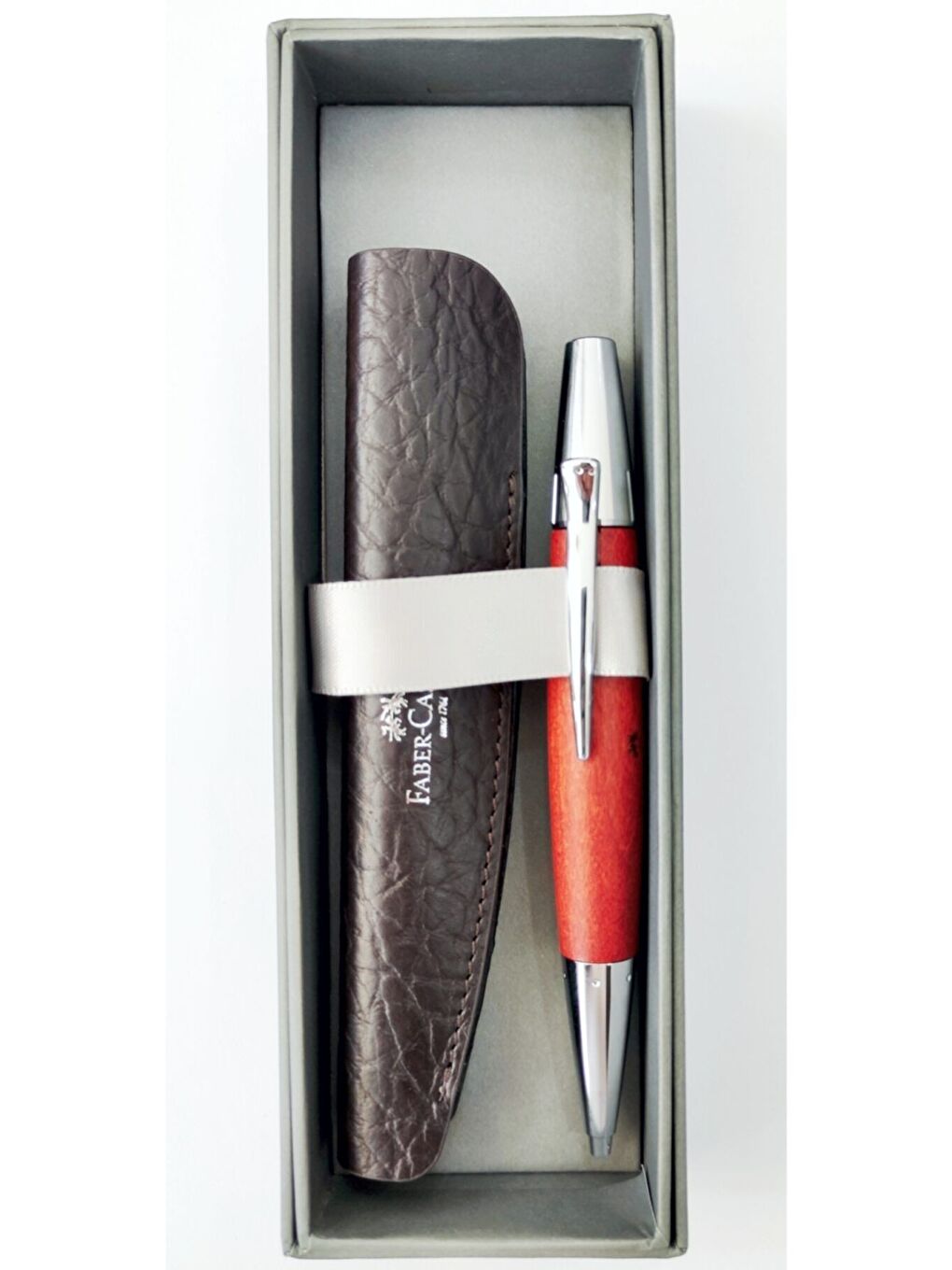 E-Motion Tükenmez Kalem, Krom/Ahşap Gövde, Mekanizmalı, Kahverengi, B Uç-2