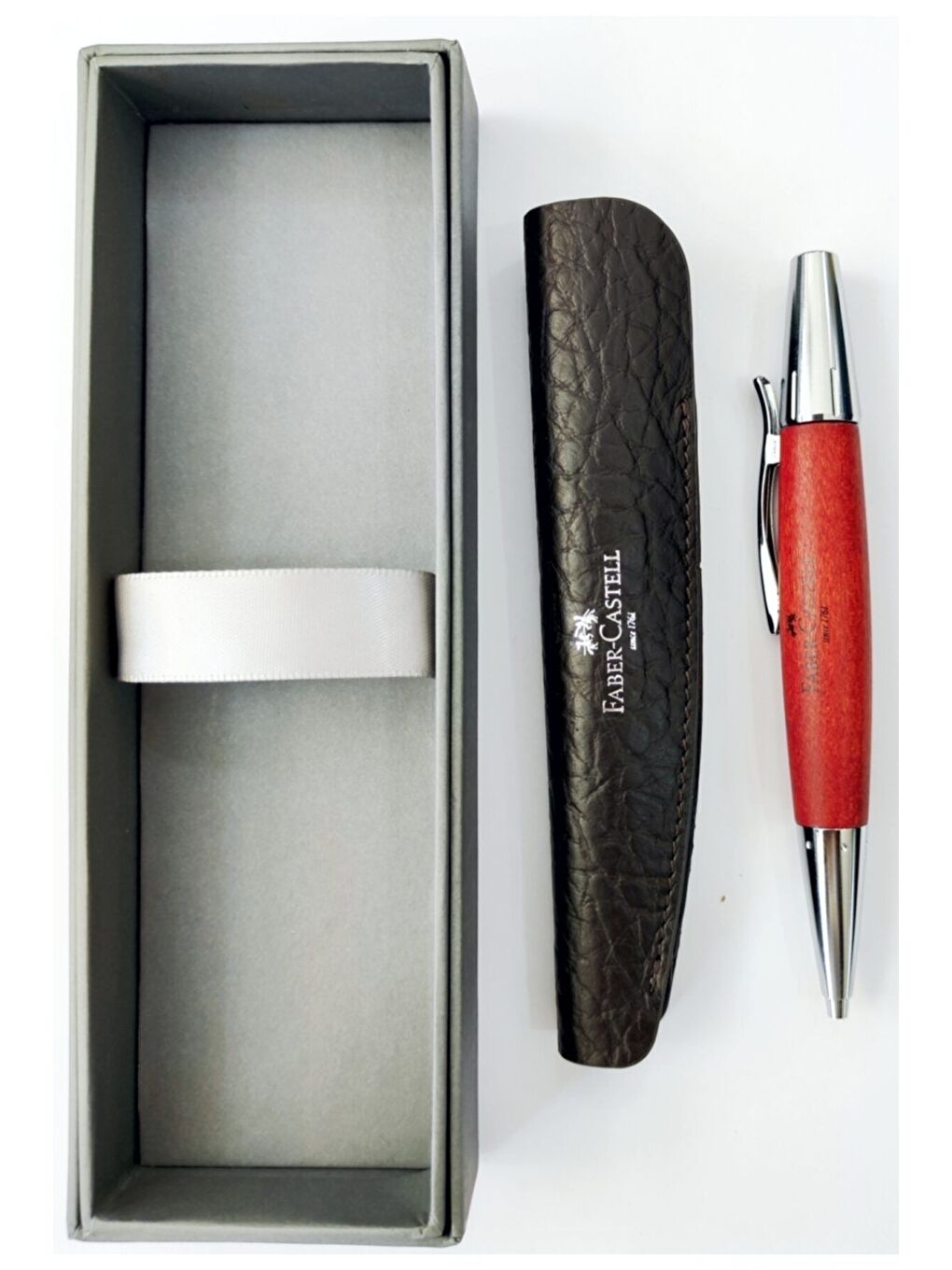 E-Motion Tükenmez Kalem, Krom/Ahşap Gövde, Mekanizmalı, Kahverengi, B Uç-3