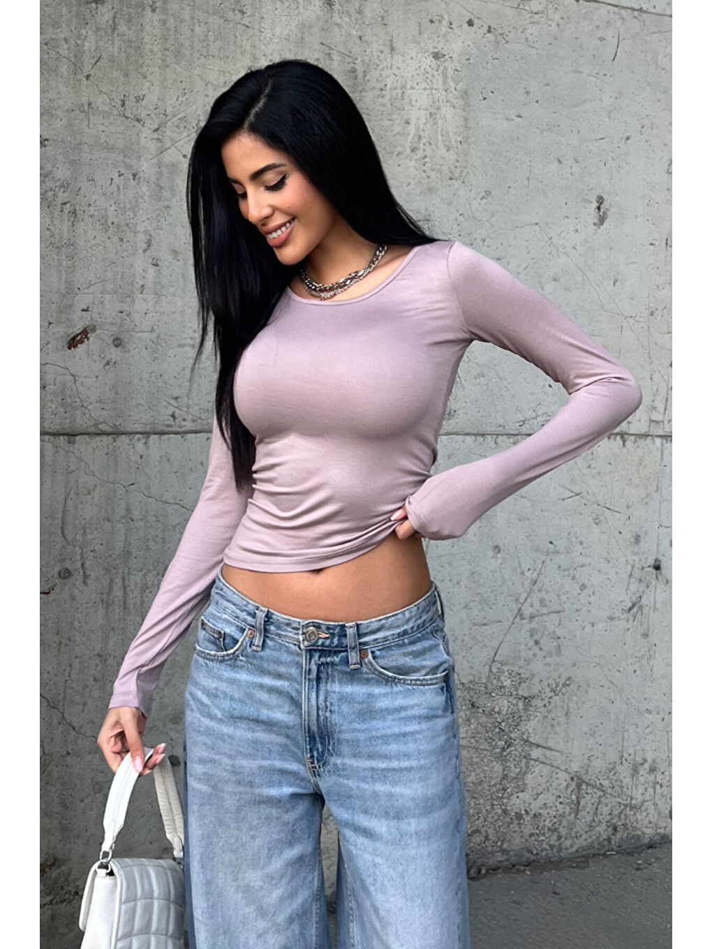 Karışık Kadın Açık Eflatun Prenses Yaka Bluz-2