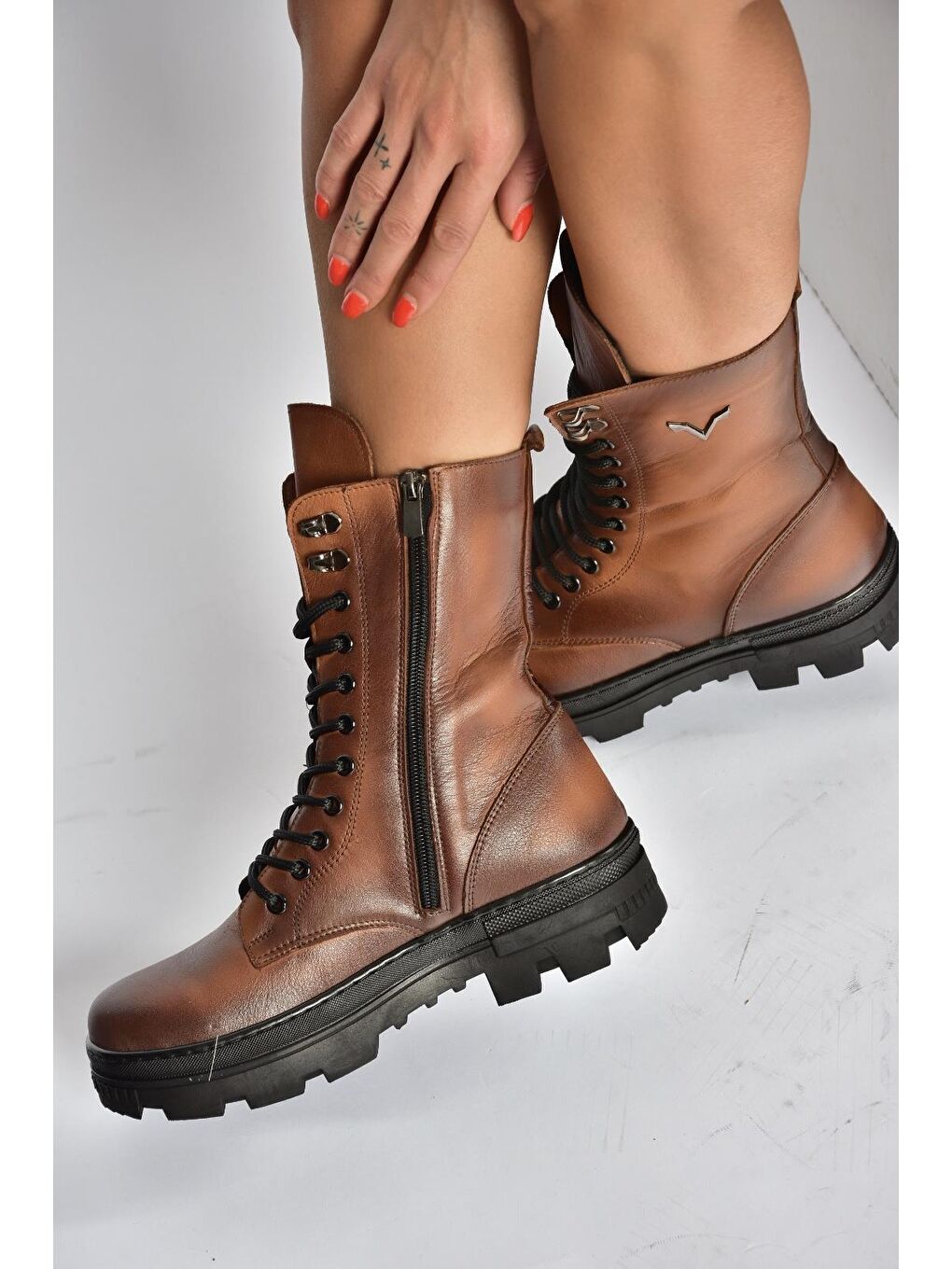 Kahverengi Taba Kadın Bot V999049103-3