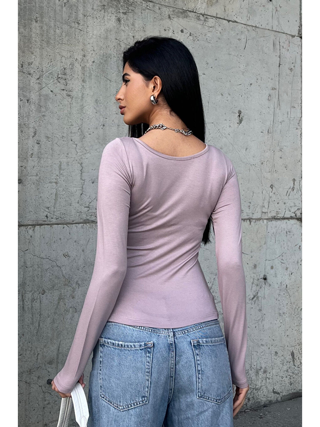 Karışık Kadın Açık Eflatun Prenses Yaka Bluz-3