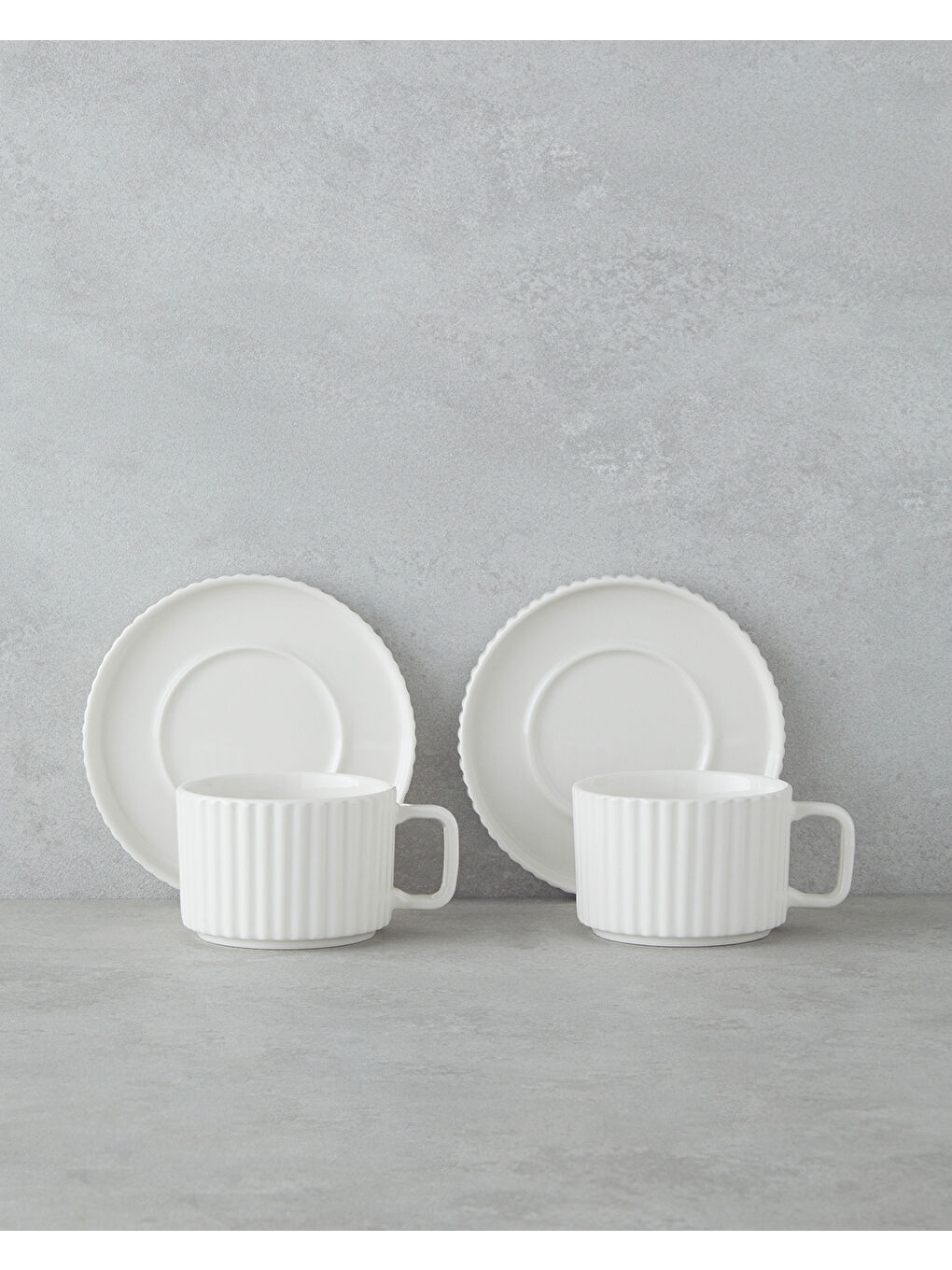 Lunara Porselen 4 Parça 2 Kişilik Çay Fincanı Takımı 220 ml Beyaz-1