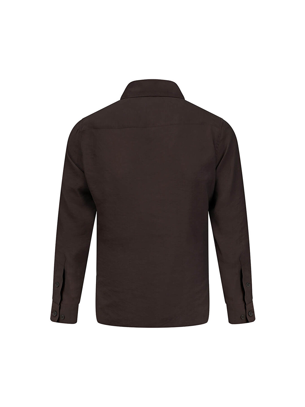 Kahverengi Comfort Fit Düğmeli Yaka Uzun Kollu Gömlek-1
