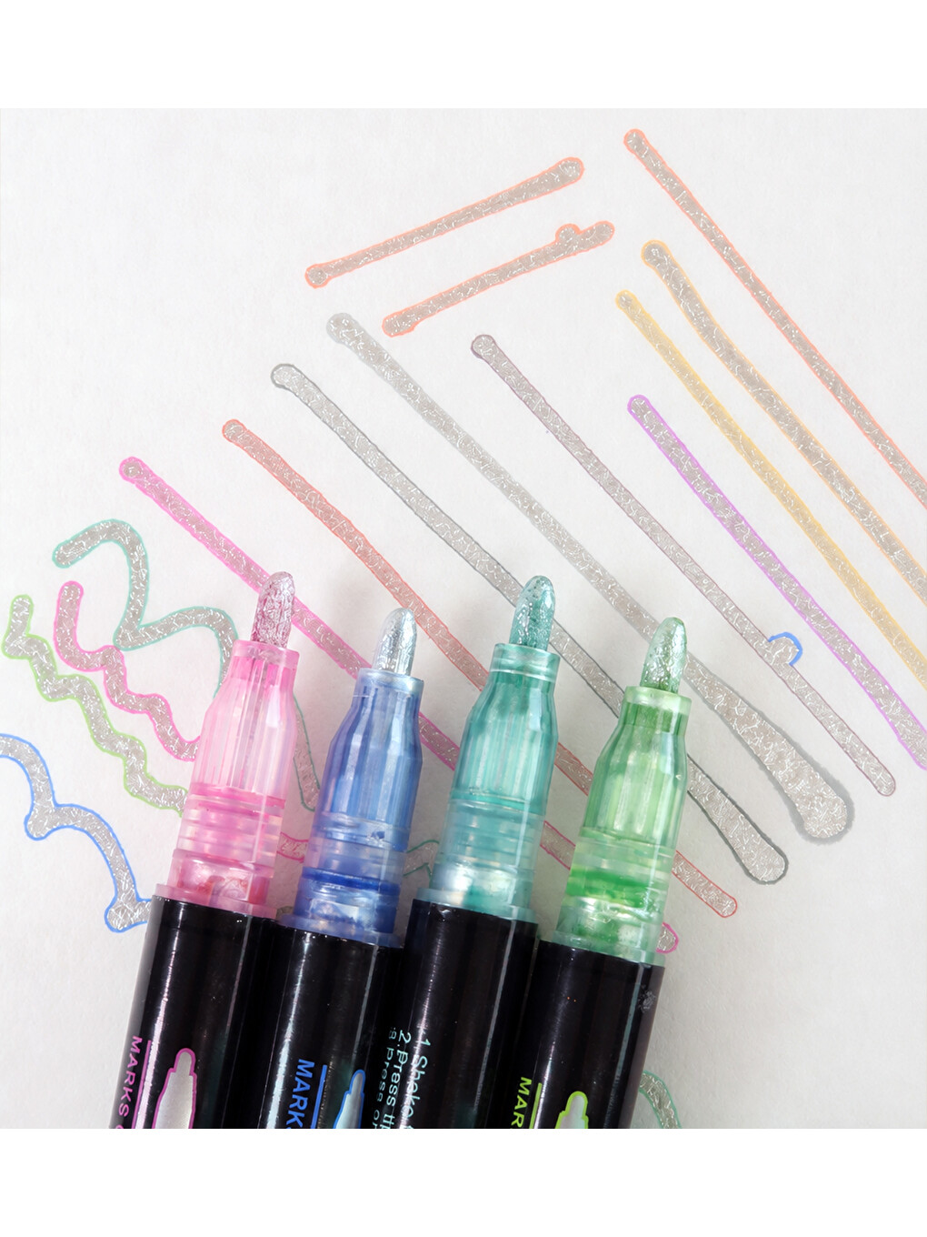 12 Renk Gümüş Yaldızlı Marker Set-2