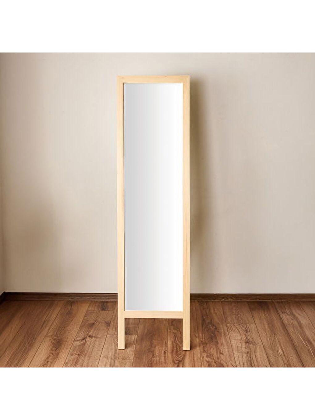 Deco Ahşap Boy Aynası - Bej - 160x45 cm-2