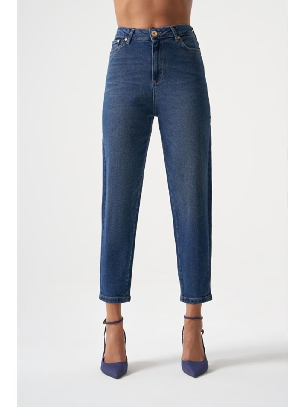 MZL Lacivert Dar Kesim Bilek Boyu Denim Pantolon-1