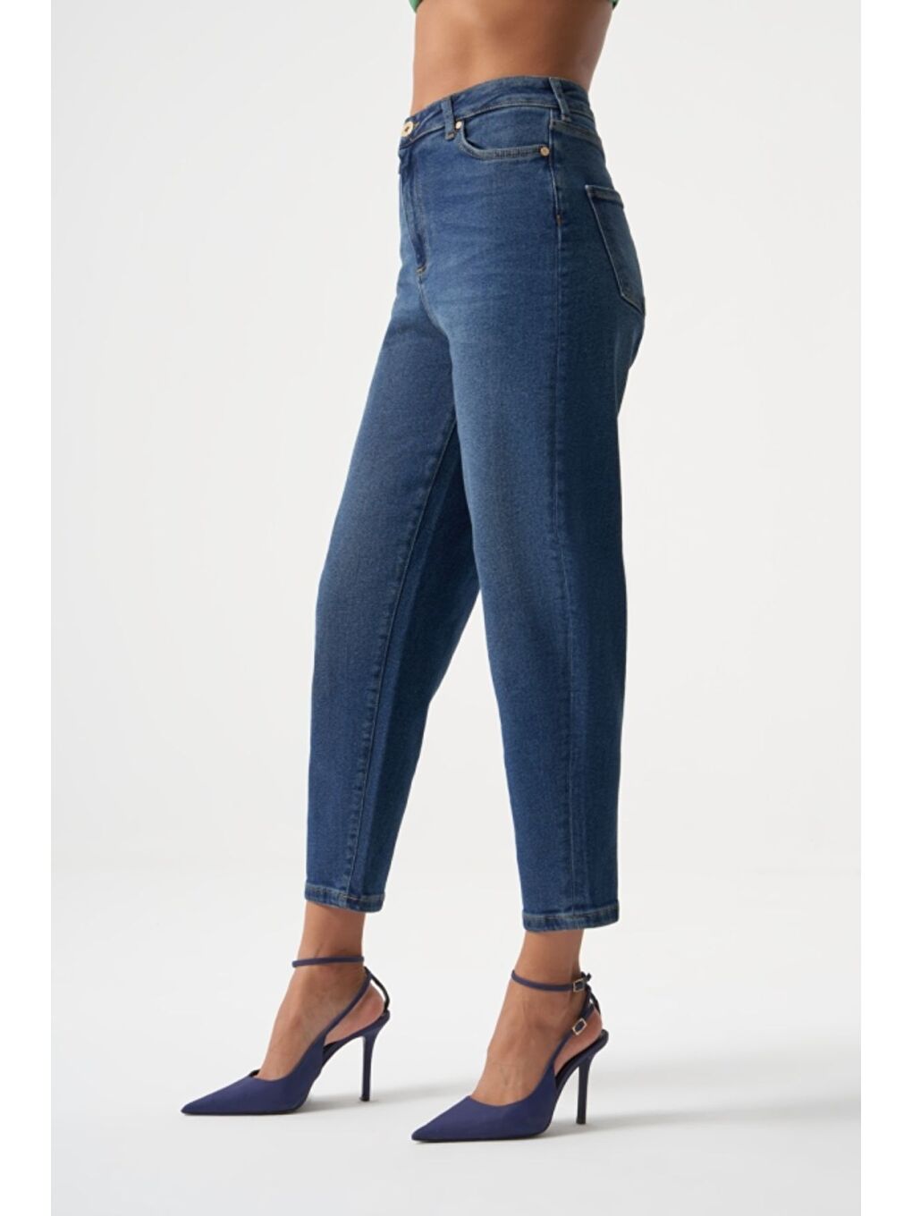 MZL Lacivert Dar Kesim Bilek Boyu Denim Pantolon-2