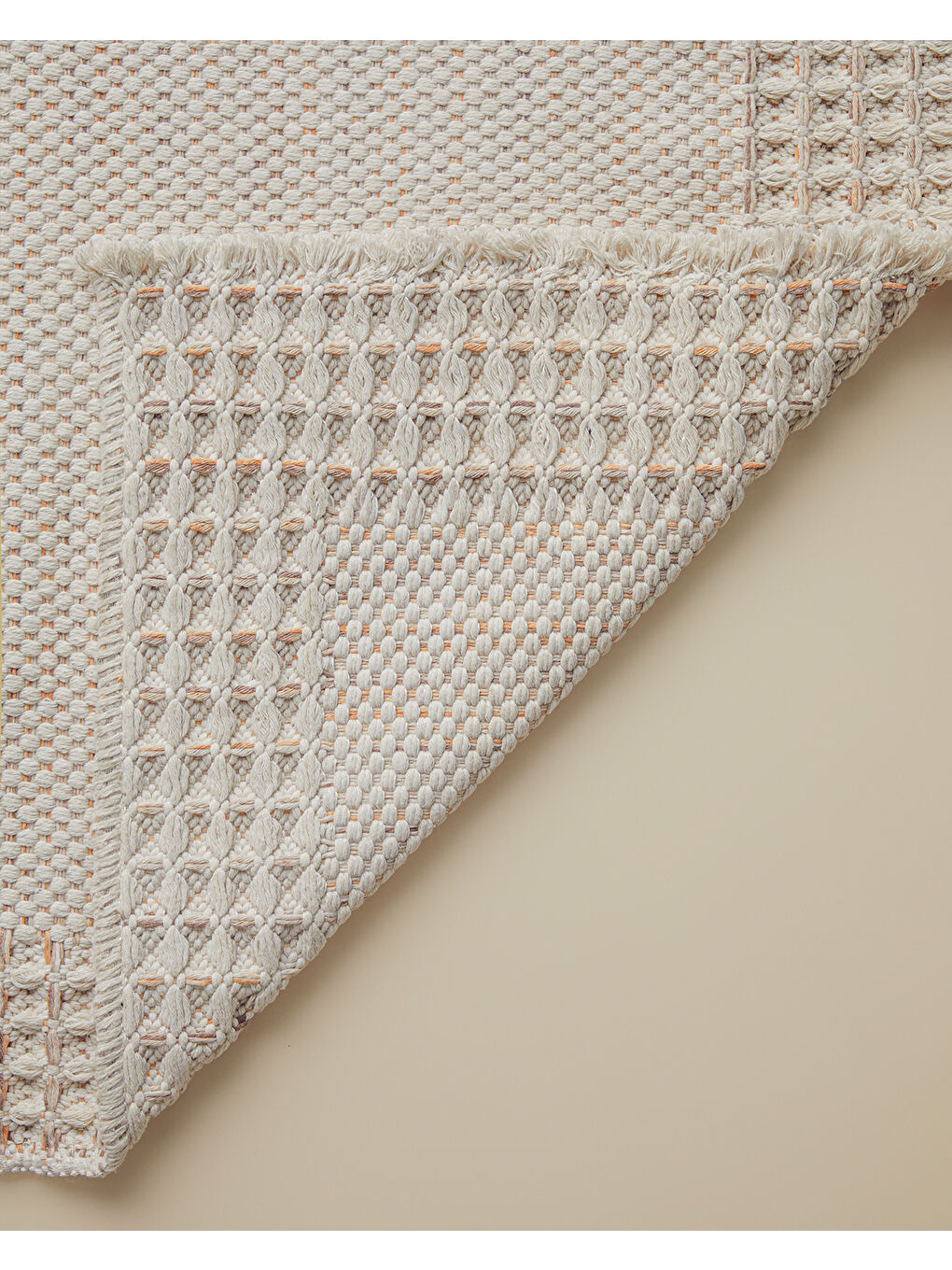 Pearly Pamuklu Dokuma Kilim 80x150 cm Turuncu-Ekru-Bej-1