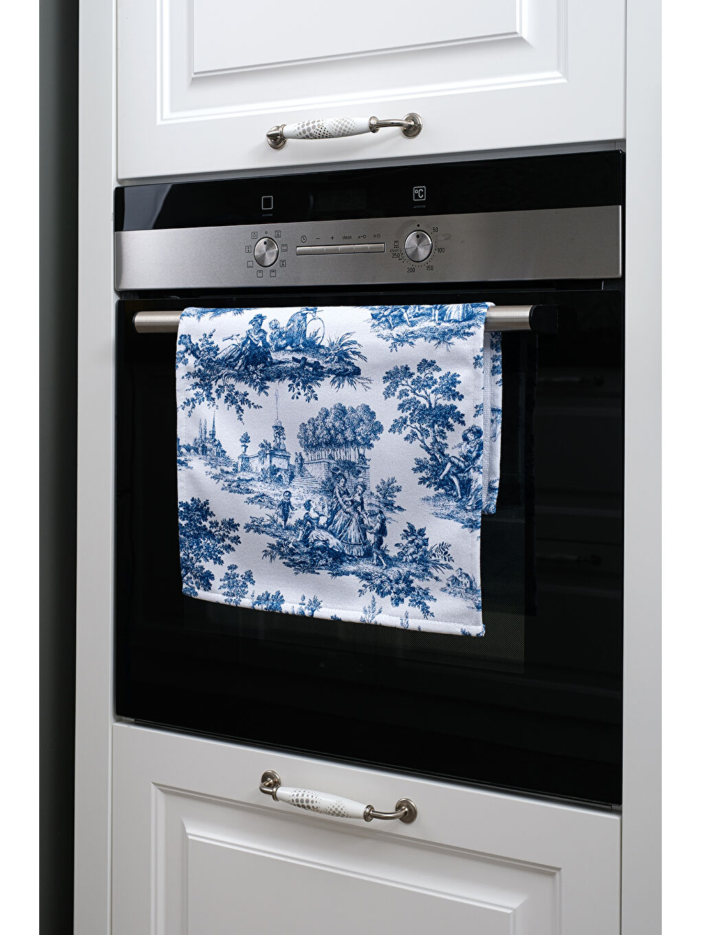 Grace Rustik Desen Detaylı Mavili Dekoratif Mutfak Fırın Kurulama Bezi Mavi - 35x55cm