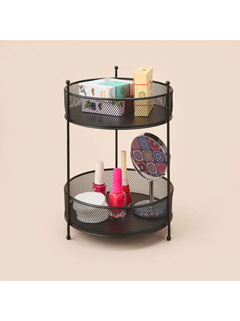 Bath İki Katlı Fileli Organizer - Siyah - 28x20 cm-1