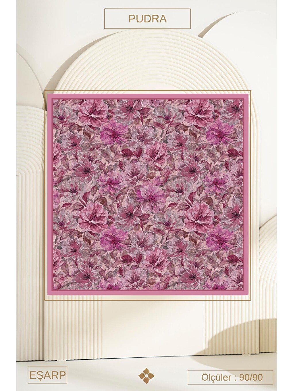 Pembe Fransız İpeği Eşarp Mirsala-1