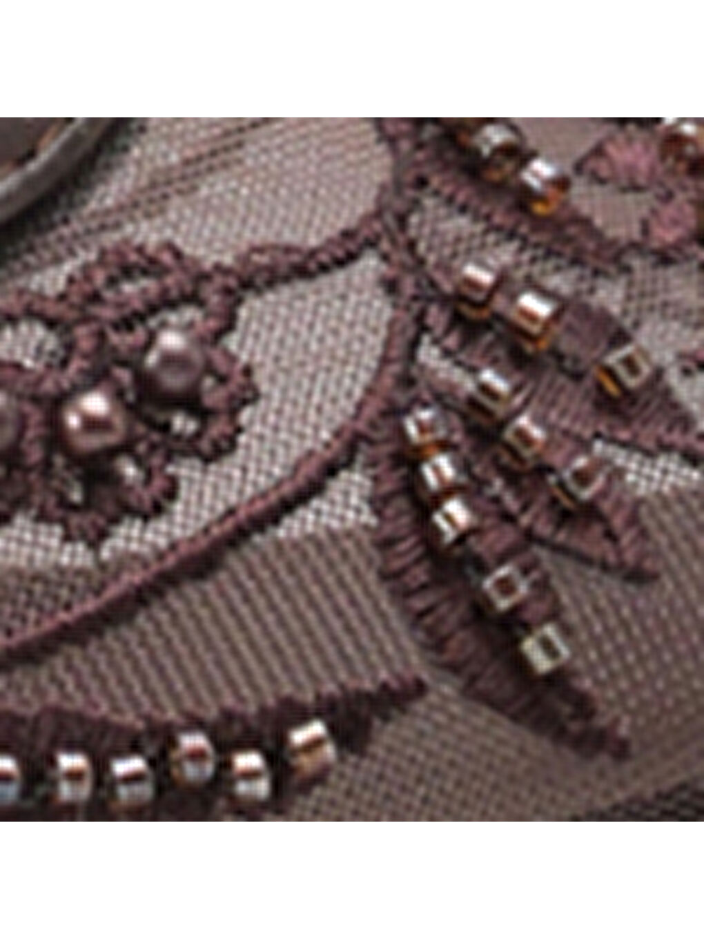 Kahverengi Mathilde Dantelli Fileli Nakışlı Kadın Babet-6