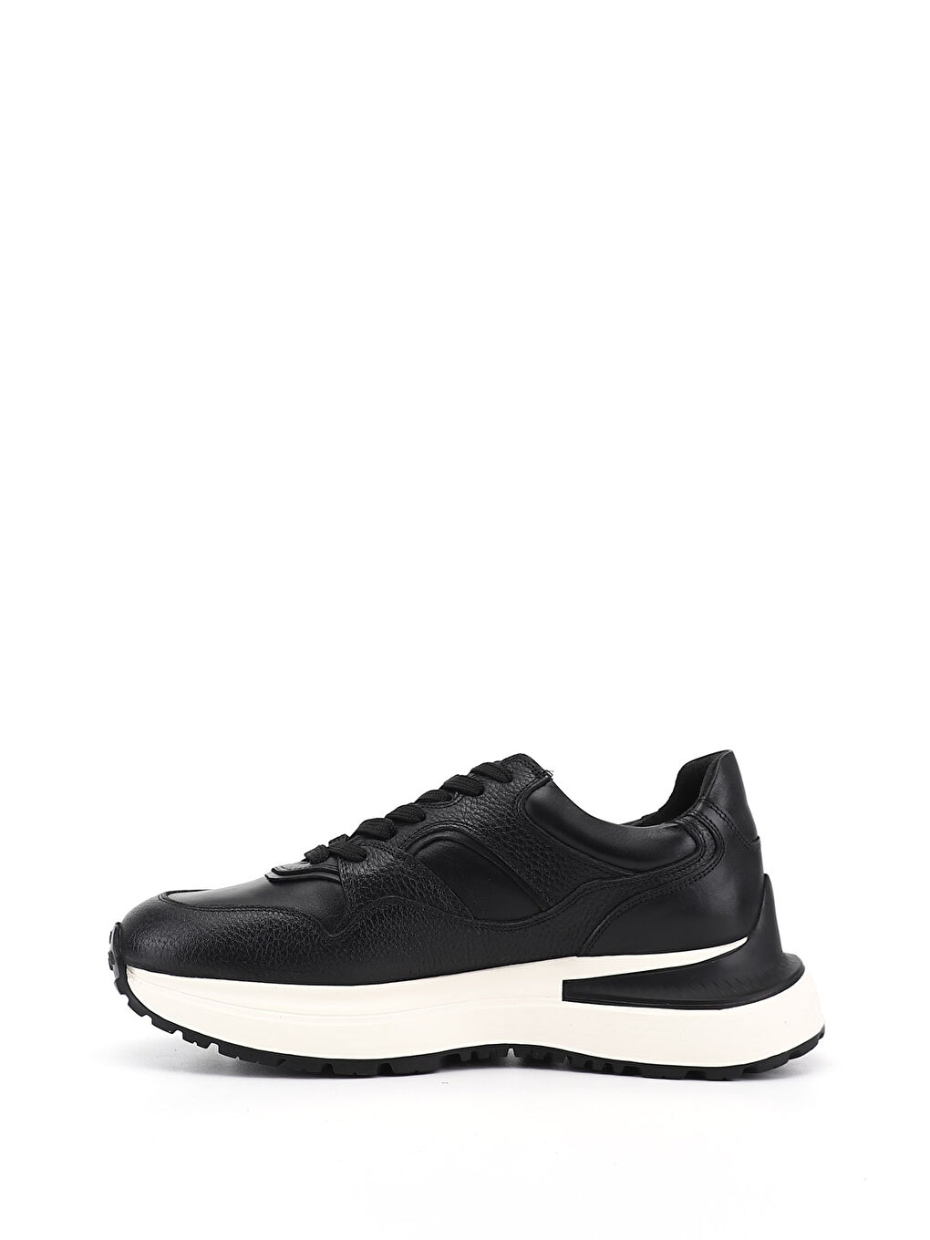 Siyah Erkek SİYAH Bağcıklı Hakiki Deri Comfort Sneaker-3