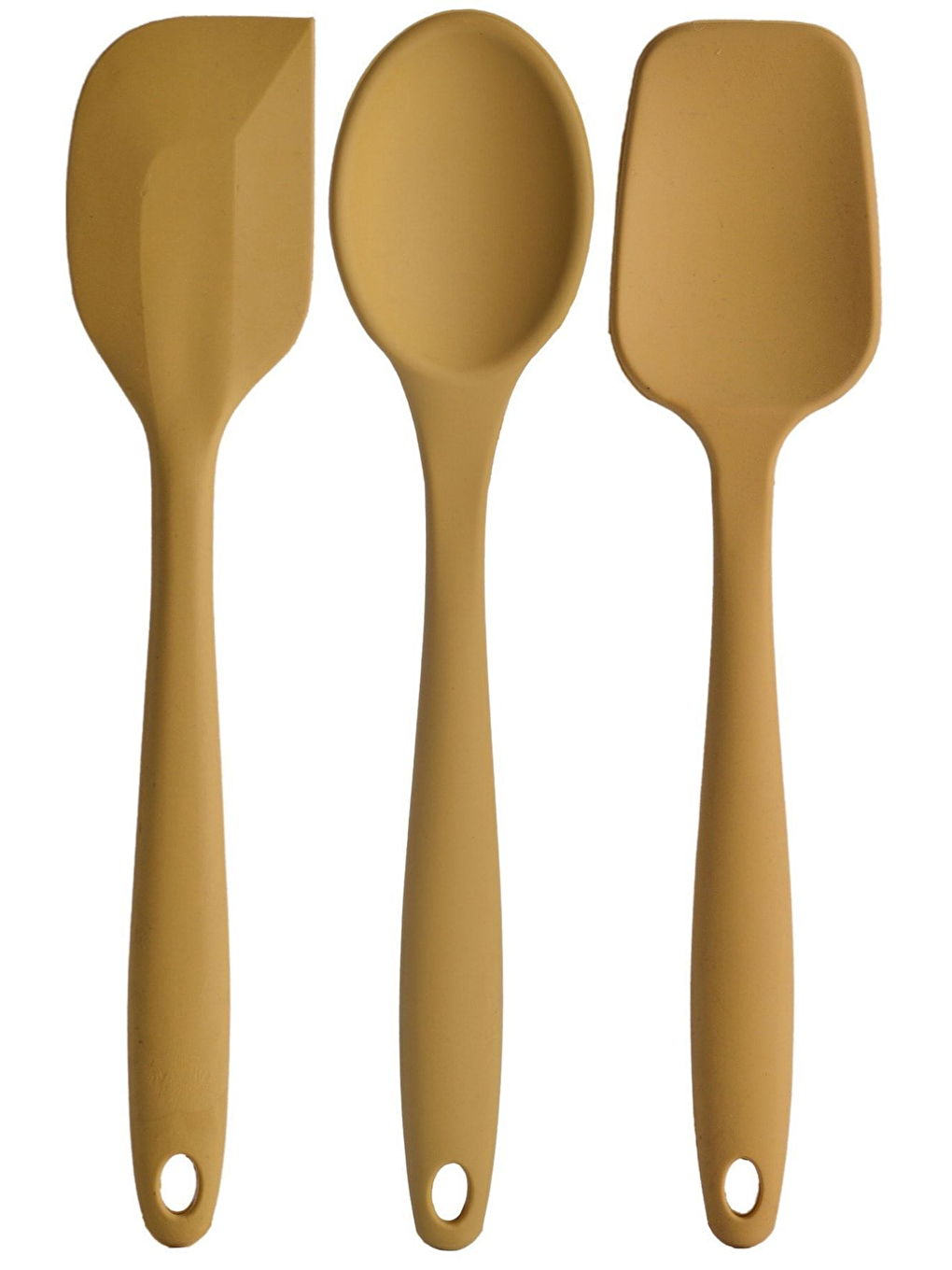 Sarı Büyük Boy Yanmaz Silikon Spatula ve Kaşık Seti 3 Model