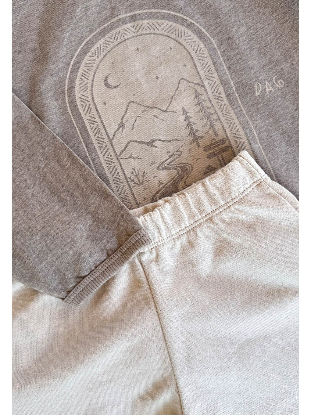 Kahverengi Oversize Uzun Kollu T-shirt Takım 2-8 Yaş Kahve Melanj-2