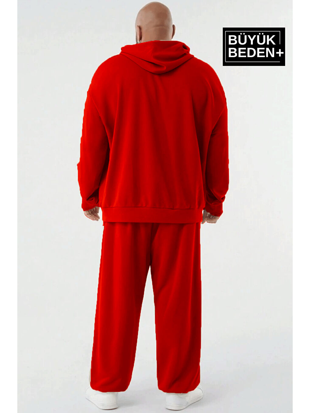 Kırmızı El Yazılı Brooklyn Baskılı Büyük Beden İnce Kapüşonlu Erkek Hoodie SPR25BSW58-2