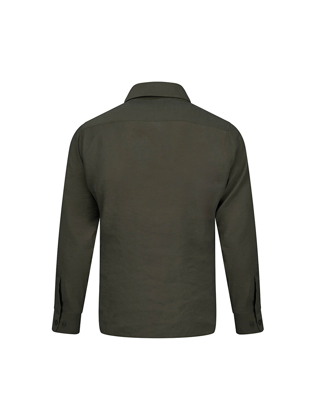 Haki Comfort Fit Düğmeli Yaka Uzun Kollu Gömlek-1