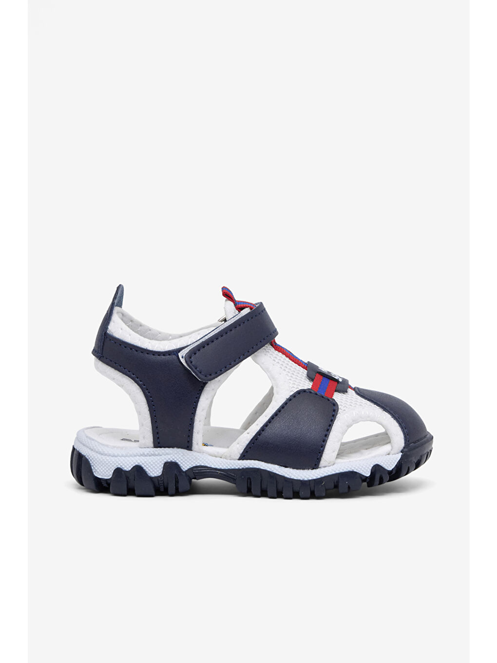 Çocuk Unisex Lacivert Beyaz Çoçuk Cırtlı Rahat Kalıp Sandalet-4