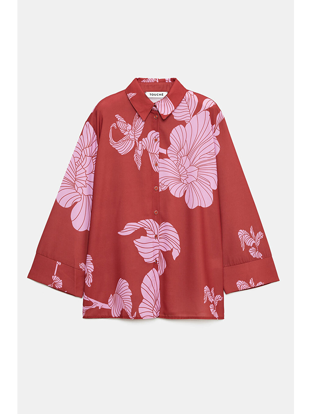 Pembe Desenli Saten Gömlek