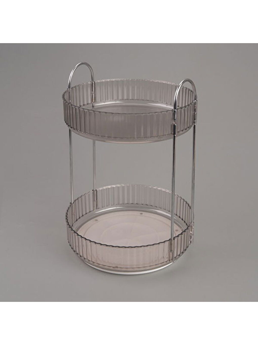 Renksiz 2 Katlı Döner Organizer - Şeffaf - 26x23x23 cm
