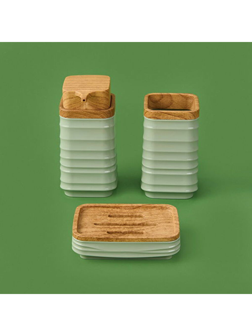 Bath Luna Kare 5’li Banyo Seti - Yeşil-3