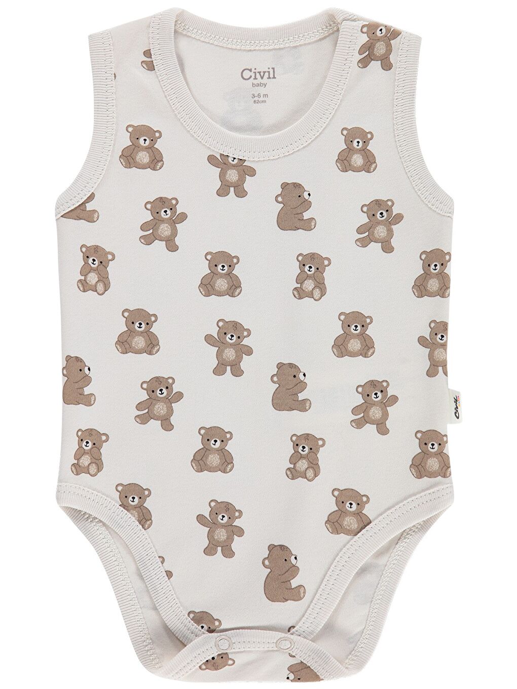 Baby Ayıcık Empirme 0-3 Yaş Çıtçıtlı Badi - Bej