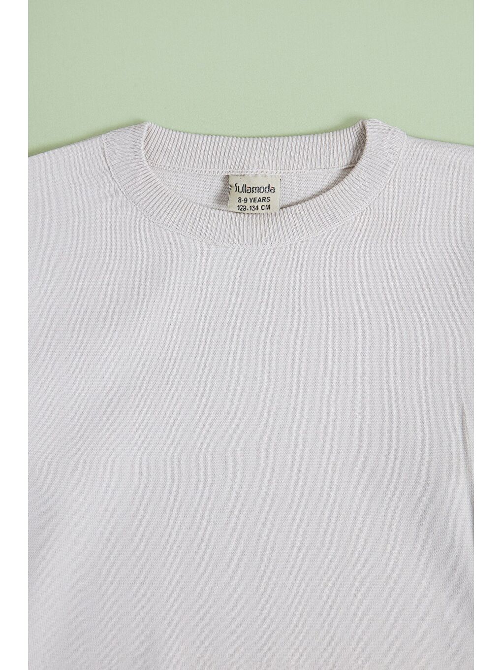 Bej Basic Bisiklet Yaka Erkek Çocuk Triko Kazak-1